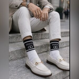 Gucci Black and White Logo Crew Socks